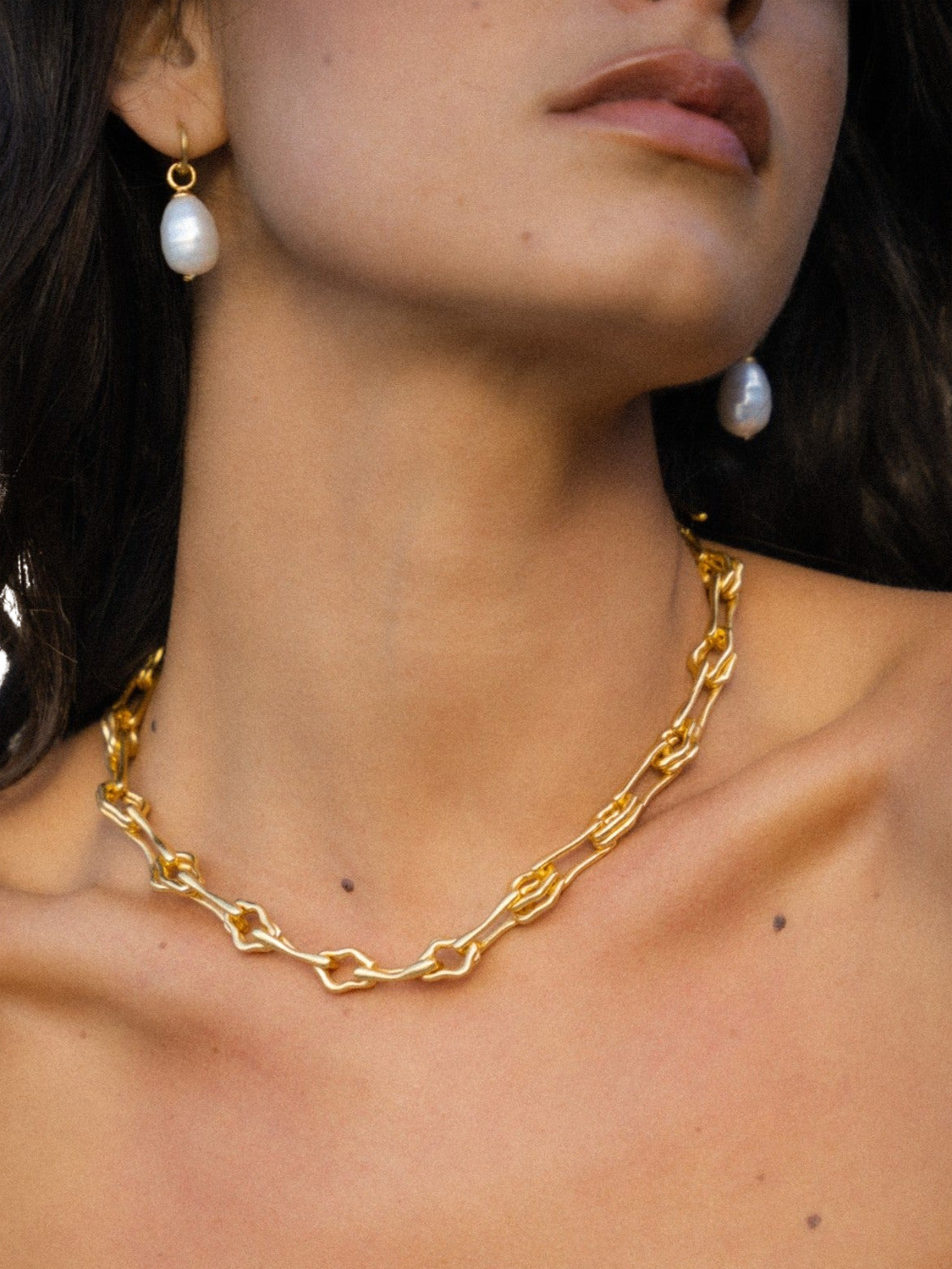 Product image 2 of 6, which shows Ottoman Hands Myrine Chain Necklace, Gold