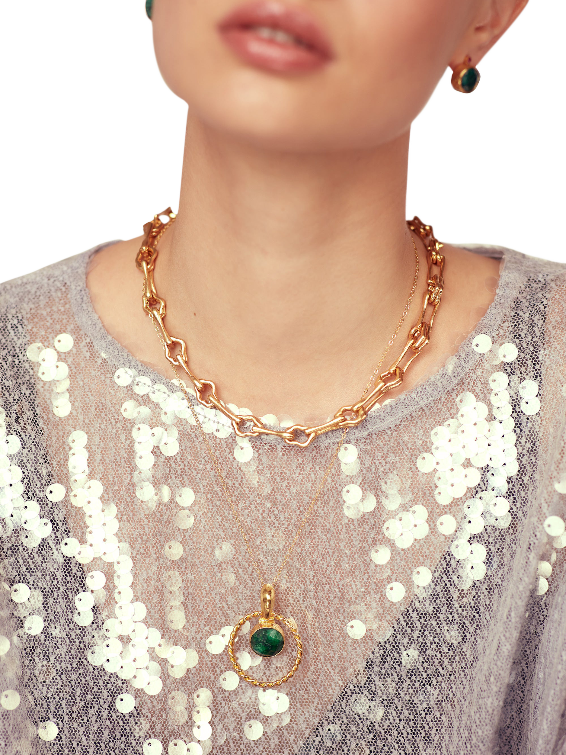 Product image 3 of 6, which shows Ottoman Hands Myrine Chain Necklace, Gold