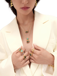 Ottoman Hands Nerissa Labradorite and Aqua Chalcedony Pendant, Gold