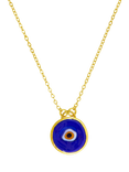 Ottoman Hands Azra Evil Eye Navy Pendant Necklace, Gold