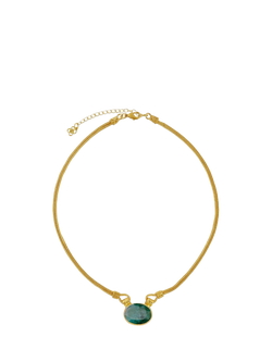 Ottoman Hands Daphne Emerald Necklace, Gold, Gold