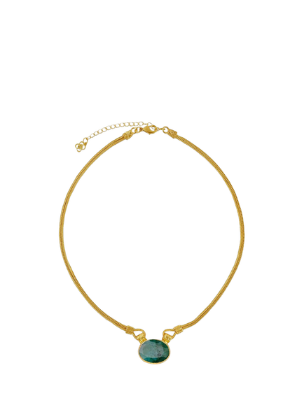 Ottoman Hands Daphne Emerald Necklace, Gold, Gold