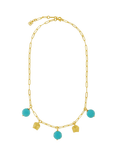 Ottoman Hands Amore Turquoise Charm Chain Necklace, Gold