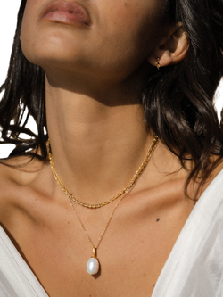 Ottoman Hands Thea Snake Chain T-Bar Necklace, Gold - view 2, Gold