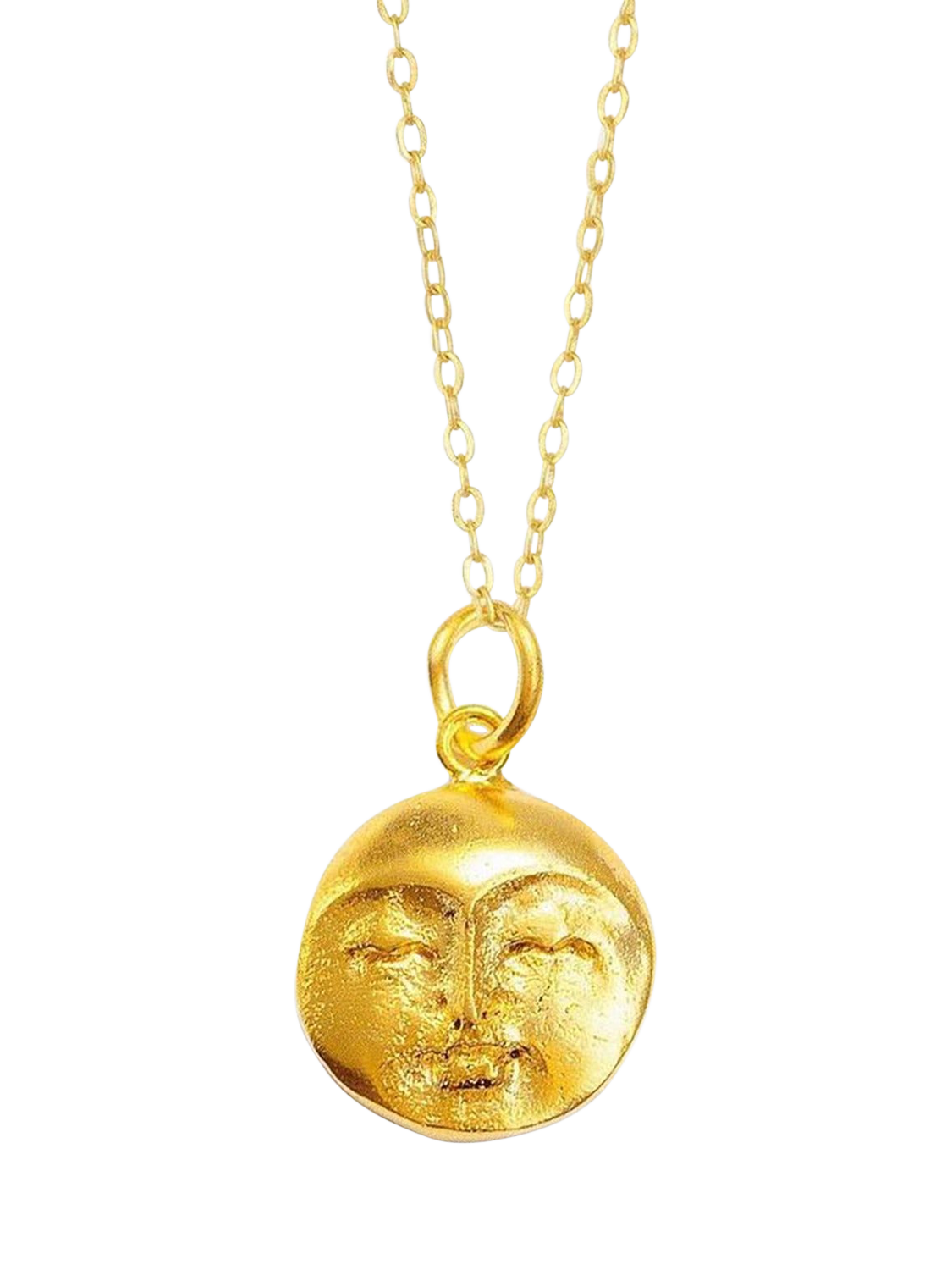 Product image 1 of 7, which shows Ottoman Hands Moon Face Pendant, Gold