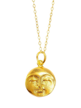 Ottoman Hands Moon Face Pendant, Gold