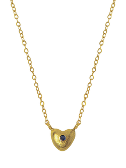 Ottoman Hands Marina Petite Crystal Heart Necklace, Gold, Gold