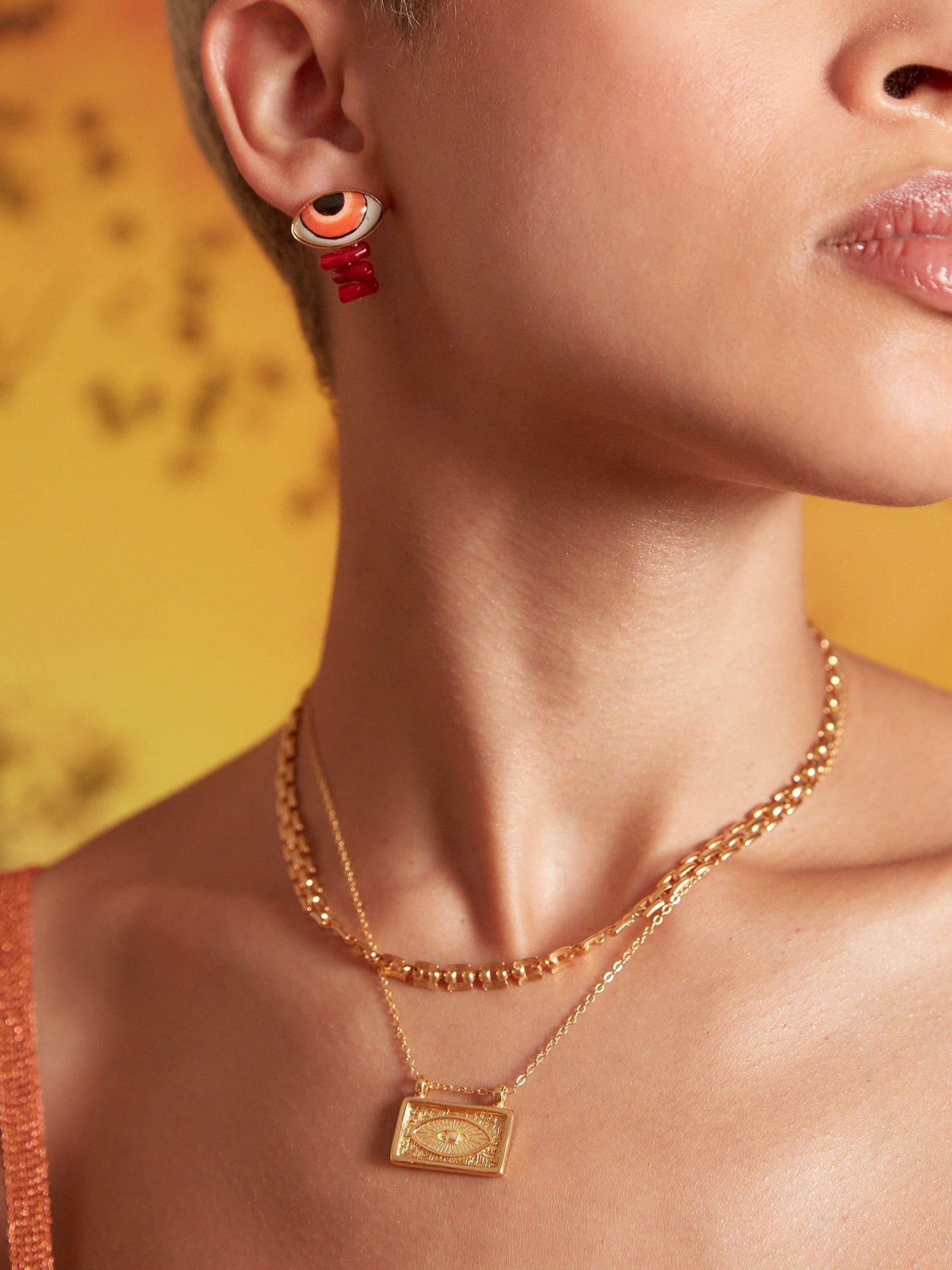 Product image 2 of 5, which shows Ottoman Hands Arden Evil Eye Necklace, Gold