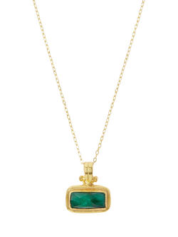 Ottoman Hands Noa Semi Precious Emerald Pendant Necklace, Gold, Gold