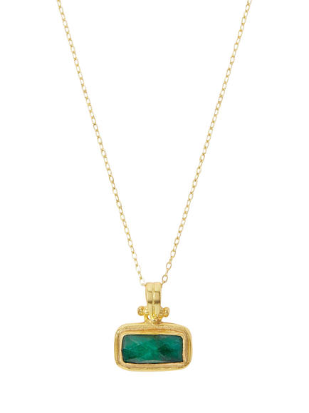 Ottoman Hands Noa Semi Precious Emerald Pendant Necklace, Gold, Gold