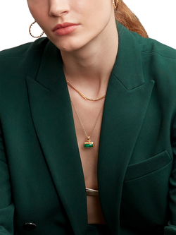 Ottoman Hands Noa Semi Precious Emerald Pendant Necklace, Gold - view 2, Gold