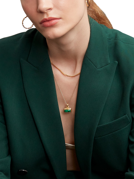 Ottoman Hands Noa Semi Precious Emerald Pendant Necklace, Gold - view 2, Gold