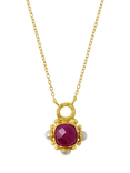 Ottoman Hands Esther Semi Precious Ruby Pendant Necklace, Gold