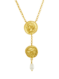 Ottoman Hands Odella Coin and Pearl Pendant Necklace, Gold