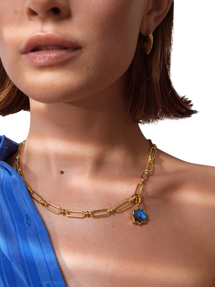 Ottoman Hands Essential Charm Link Chain Necklace, Gold - view 2, Gold