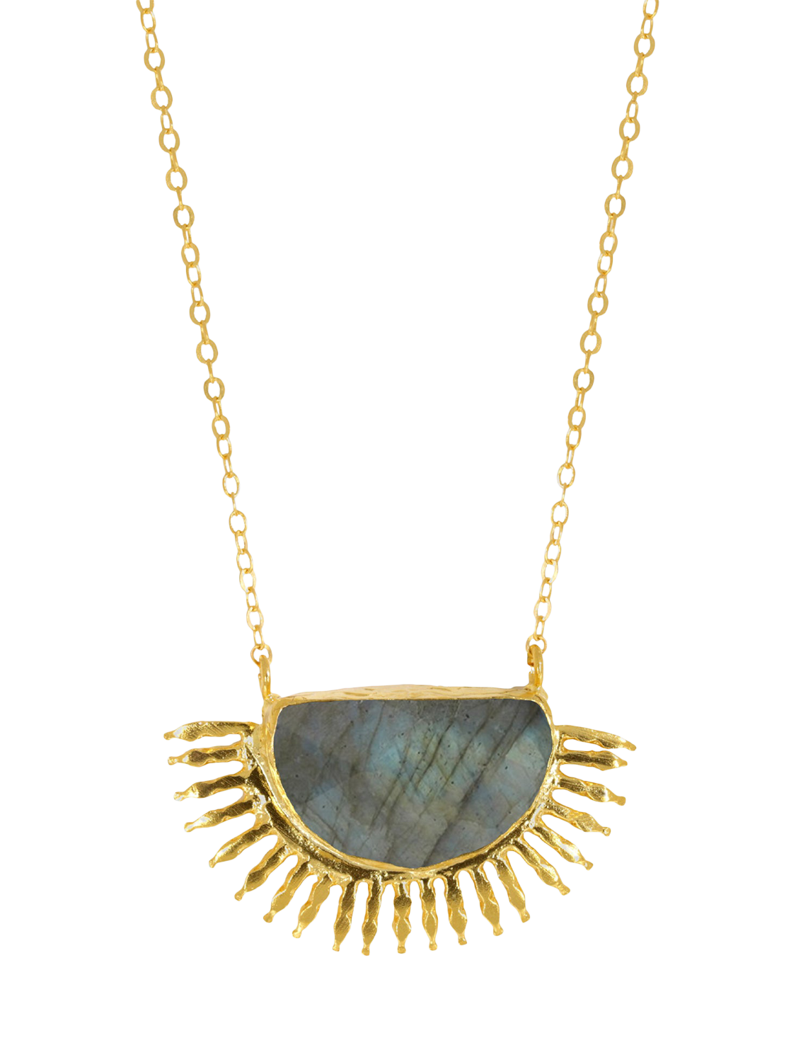 Product image 1 of 4, which shows Ottoman Hands Semi Precious Sunrise Necklace, Gold