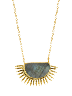 Ottoman Hands Semi Precious Sunrise Necklace, Gold, Gold