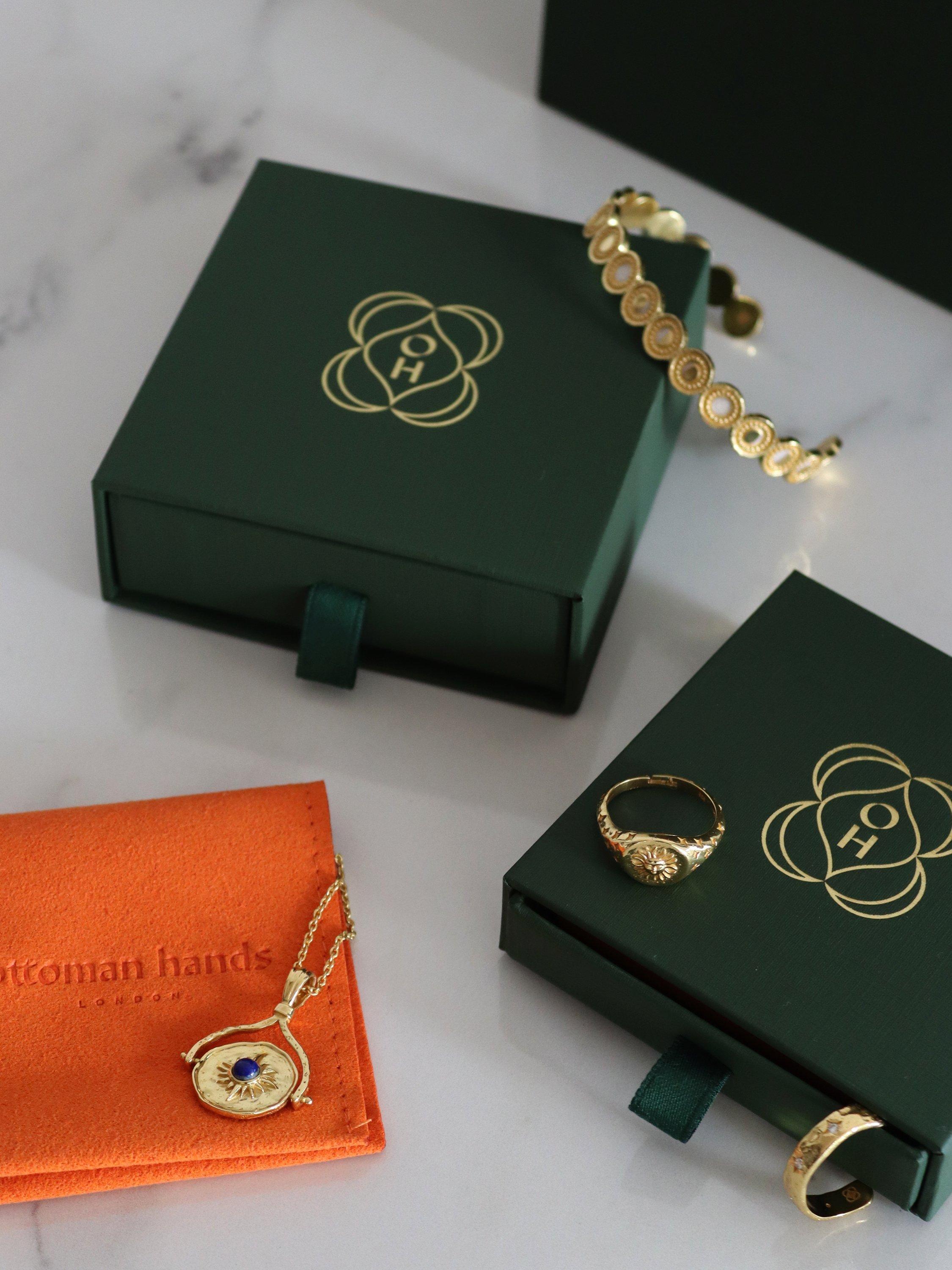 Product image 3 of 4, which shows Ottoman Hands Semi Precious Sunrise Necklace, Gold