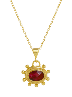 Ottoman Hands Zand Ruby Pendant Necklace, Gold, Gold