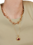Ottoman Hands Zand Ruby Pendant Necklace, Gold