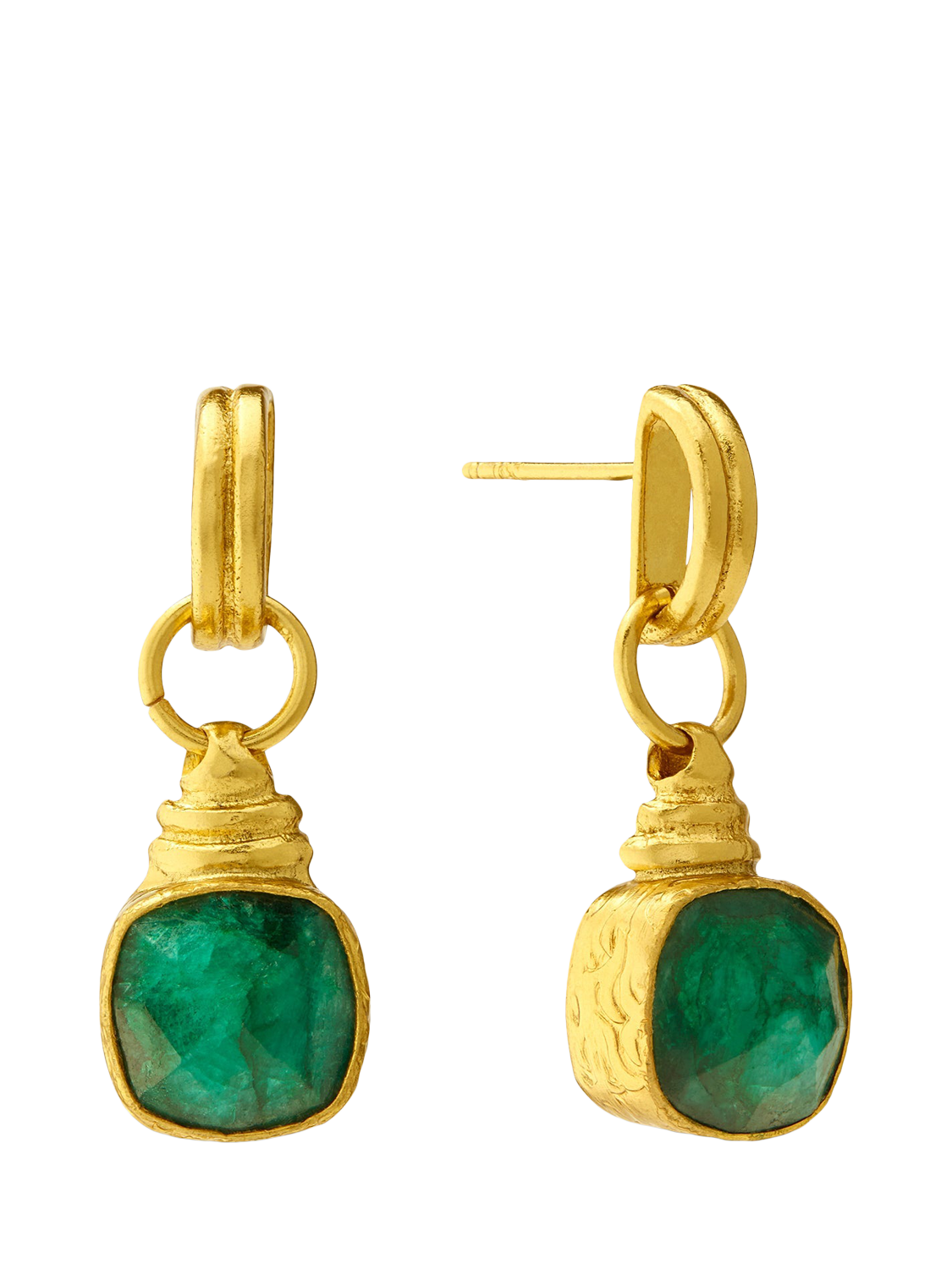 Product image 1 of 4, which shows Ottoman Hands Eleanor Semi Precious Emerald Stud Earrings, Gold