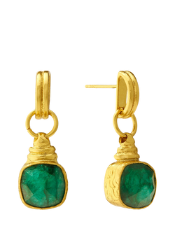 Ottoman Hands Eleanor Semi Precious Emerald Stud Earrings, Gold, Gold