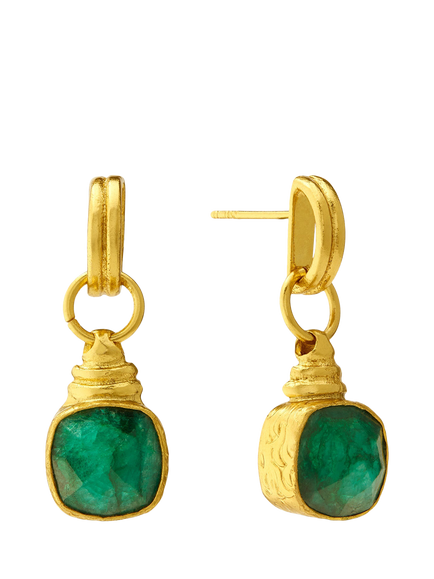 Ottoman Hands Eleanor Semi Precious Emerald Stud Earrings, Gold, Gold