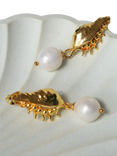 Ottoman Hands Kai Seashell Pearl Drop Stud Earrings, Gold