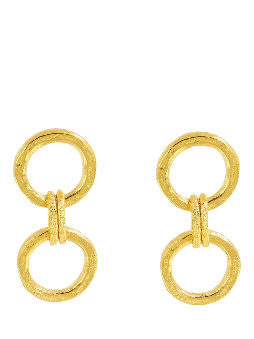 Product image 1 of 6, which shows Ottoman Hands Tesoro Double Chain Stud Earrings, Gold