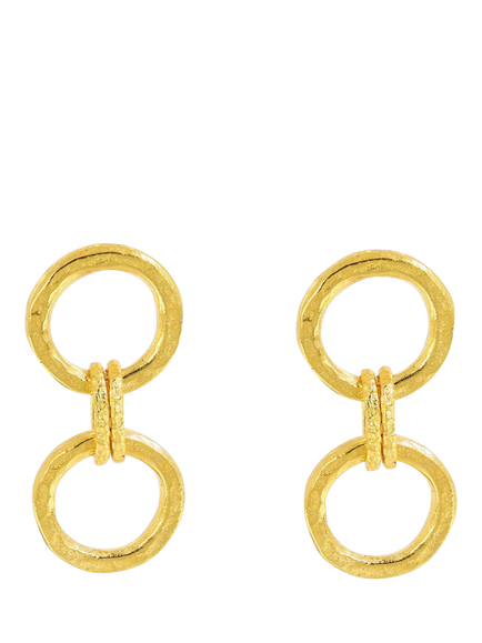 Ottoman Hands Tesoro Double Chain Stud Earrings, Gold, Gold