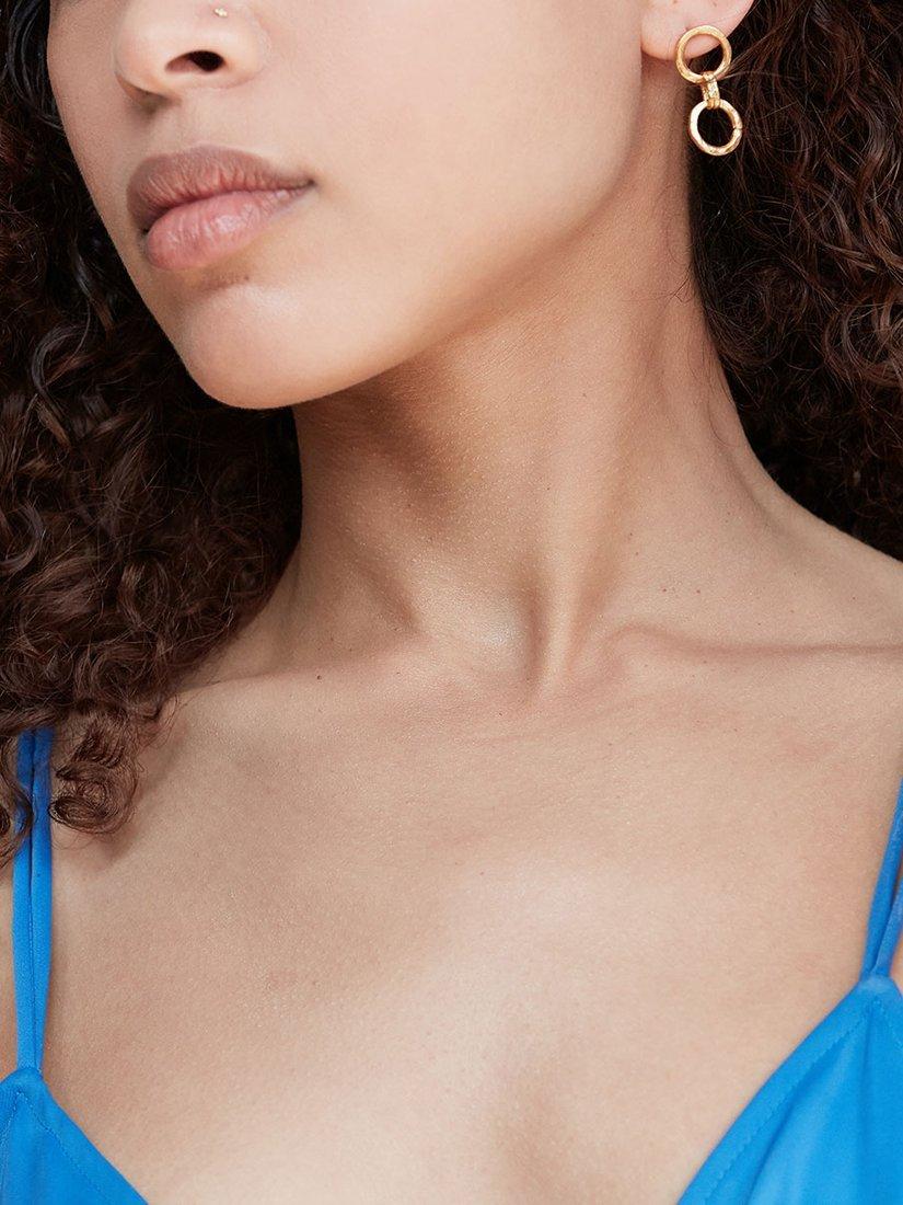 Product image 4 of 6, which shows Ottoman Hands Tesoro Double Chain Stud Earrings, Gold