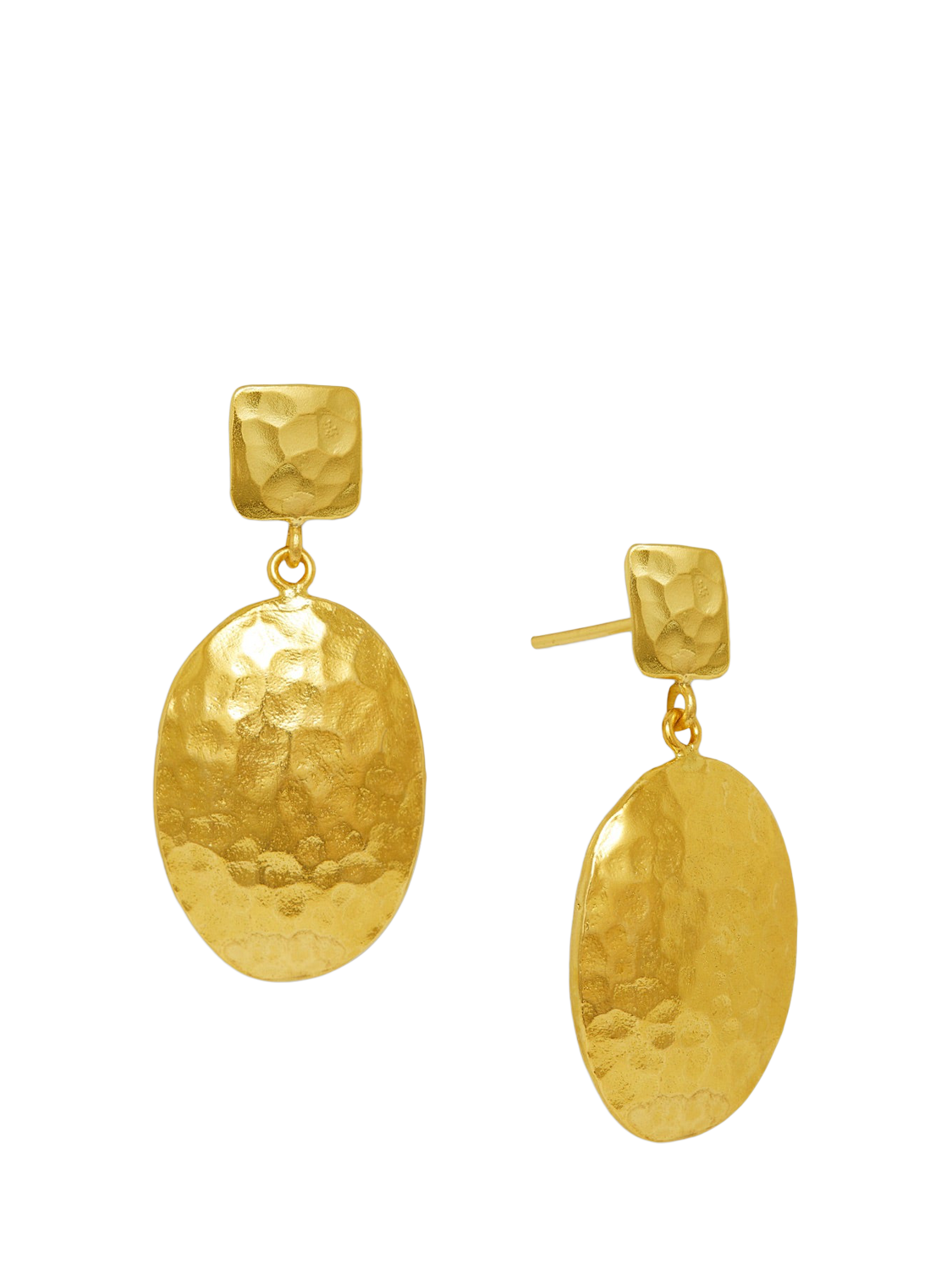 Product image 1 of 5, which shows Ottoman Hands Desiree Hammered Drop Stud Earrings, Gold