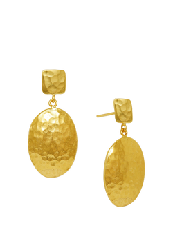 Ottoman Hands Desiree Hammered Drop Stud Earrings, Gold, Gold