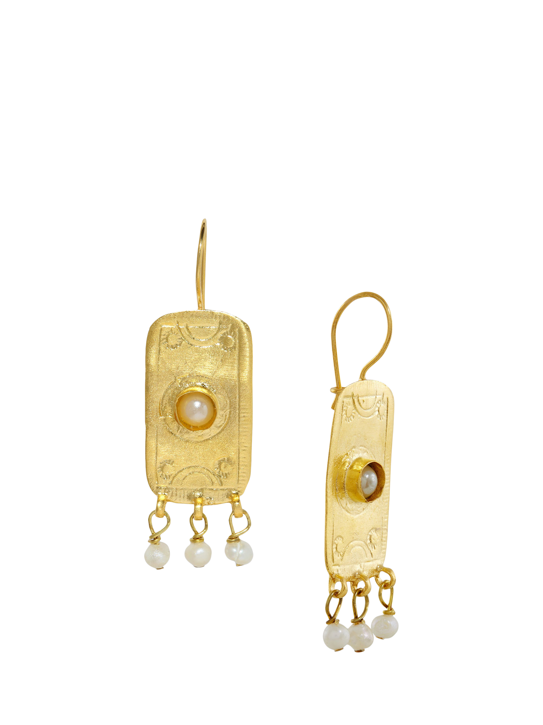 Product image 1 of 6, which shows Ottoman Hands Anya Pearl Drop Earrings, Gold