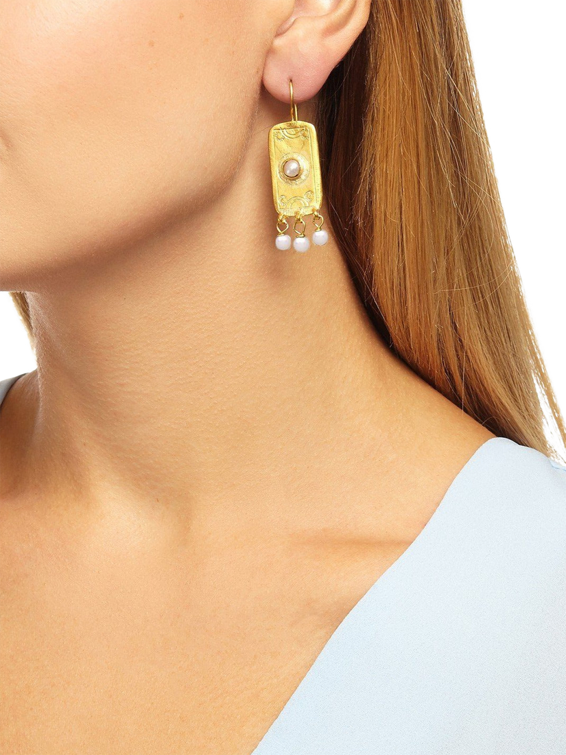 Product image 4 of 6, which shows Ottoman Hands Anya Pearl Drop Earrings, Gold