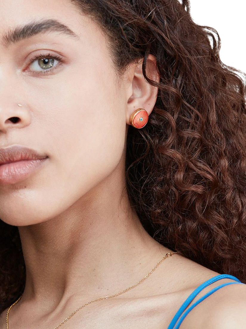 Product image 2 of 4, which shows Ottoman Hands Amalfi Stud Earrings, Gold