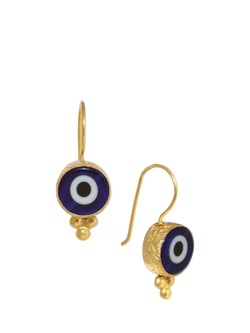 Ottoman Hands Lina Evil Eye Drop Earrings, Gold, Gold