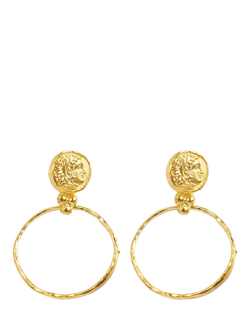 Ottoman Hands Myia Hammered Roman Coin Earrings, Gold, Gold