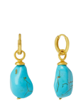 Ottoman Hands Ava Turquoise Huggie Earrings, Gold