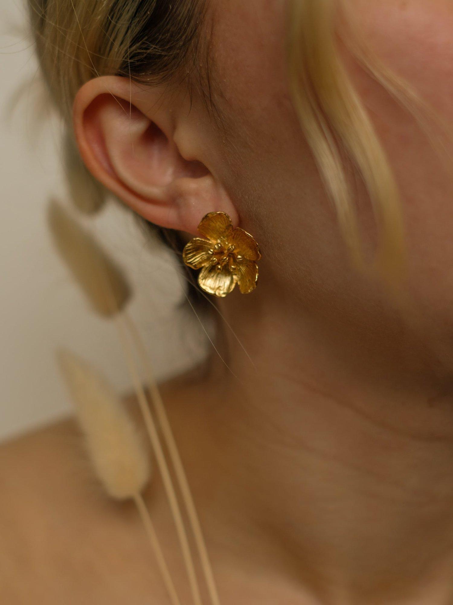 Product image 3 of 7, which shows Ottoman Hands Buttercup Stud Earrings, Gold