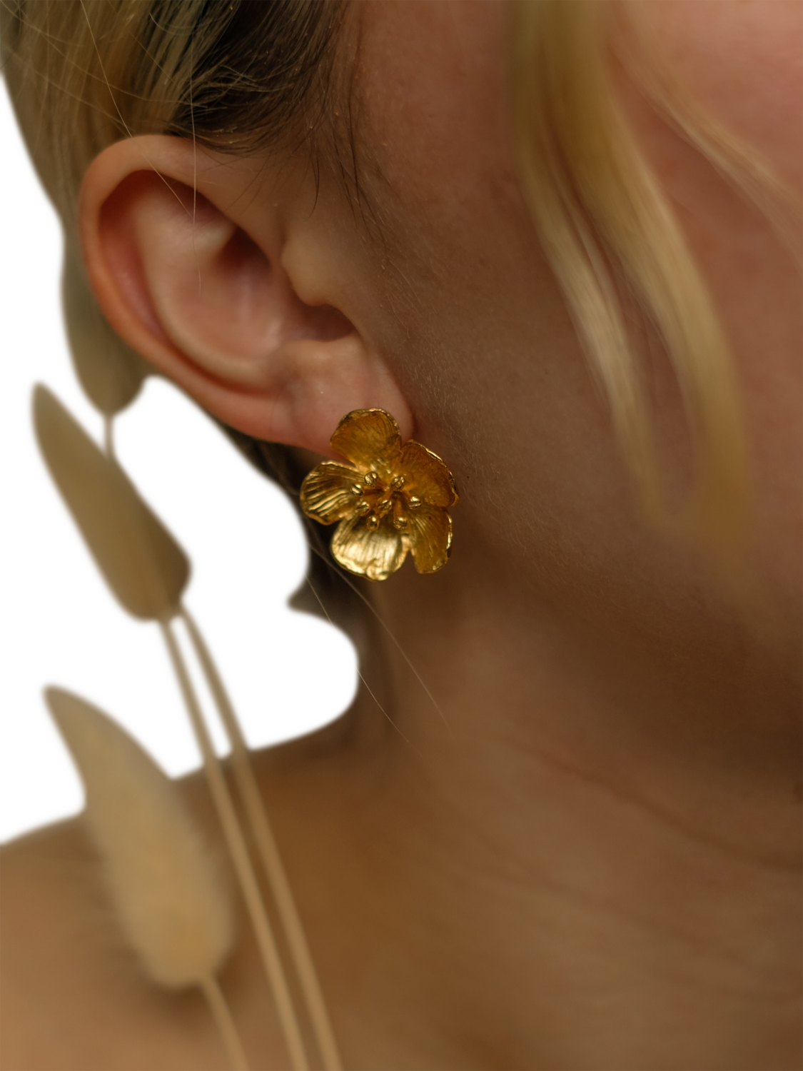 Product image 5 of 7, which shows Ottoman Hands Buttercup Stud Earrings, Gold
