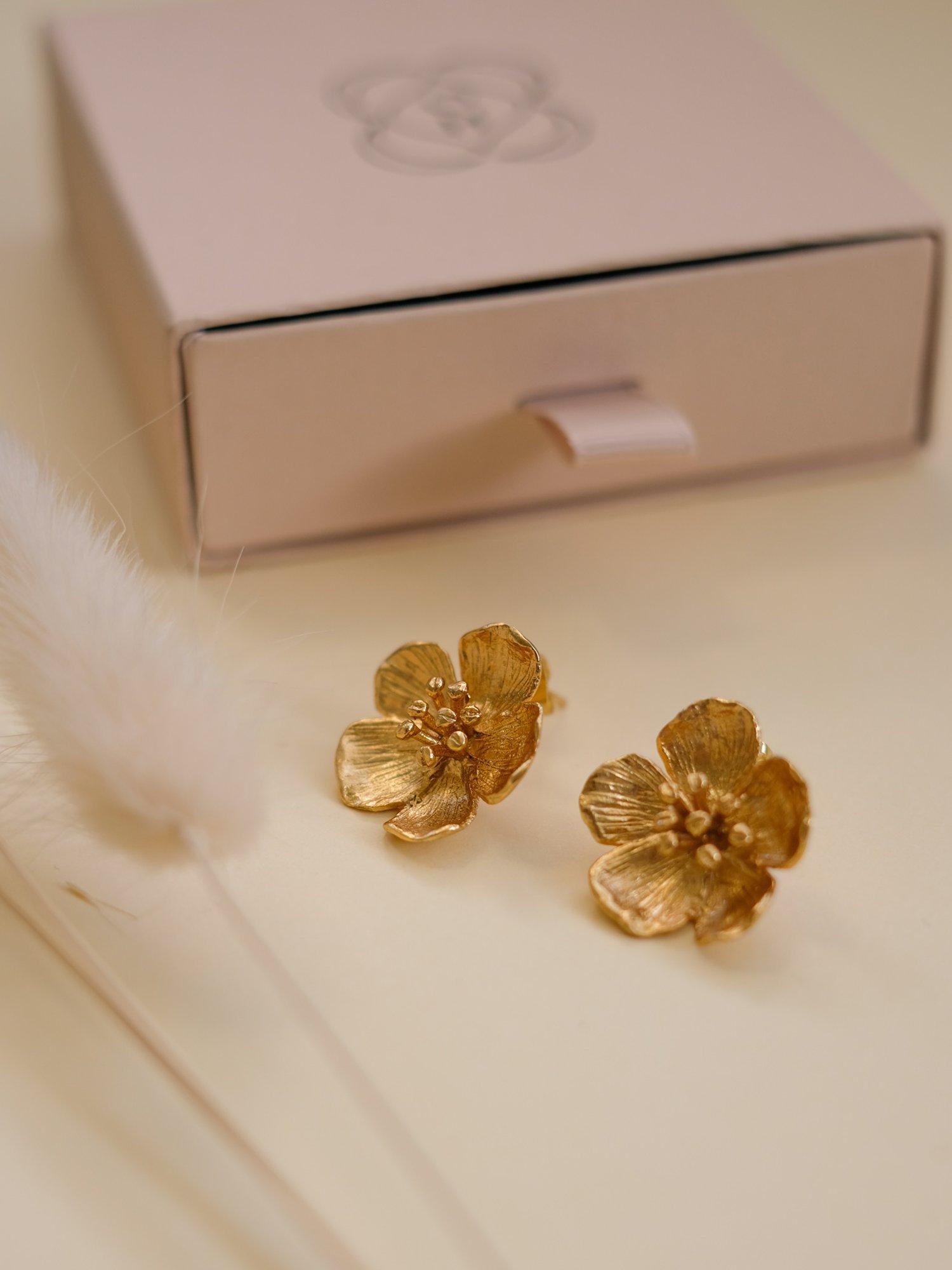 Product image 4 of 7, which shows Ottoman Hands Buttercup Stud Earrings, Gold