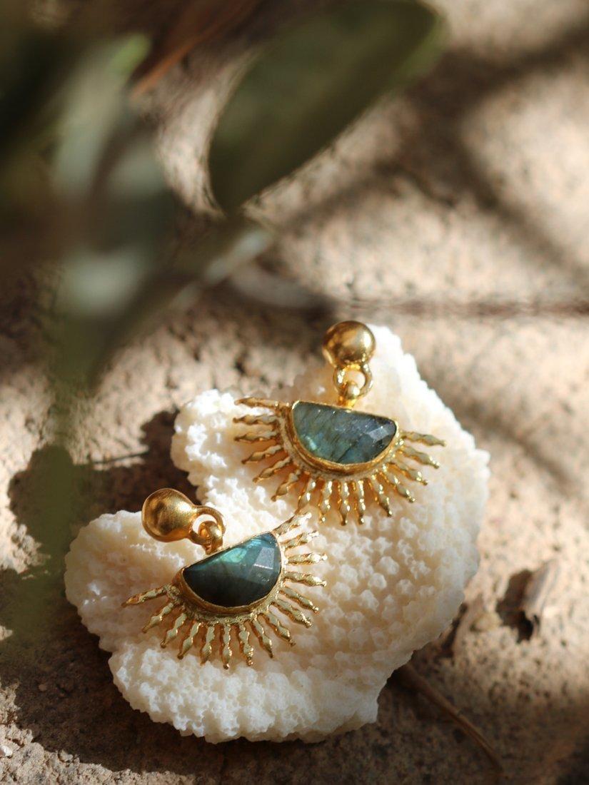 Product image 3 of 5, which shows Ottoman Hands Sunrise Stud Earrings, Gold