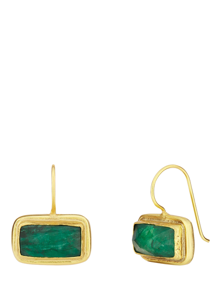 Ottoman Hands Noa Emerald Drop Earrings, Gold, Gold
