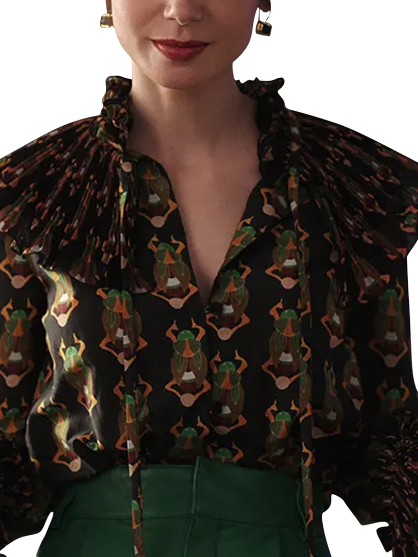 Product image 2 of 4, which shows Ottoman Hands Noa Emerald Drop Earrings, Gold