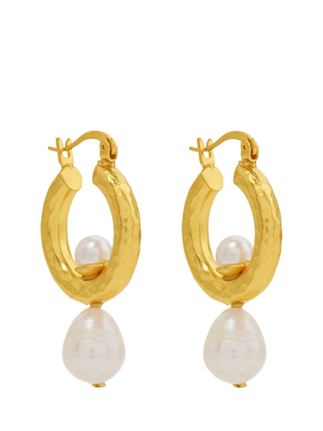 Product image 1 of 6, which shows Ottoman Hands Lexie Pearl Hoop Earrings, Gold