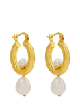 Ottoman Hands Lexie Pearl Hoop Earrings, Gold