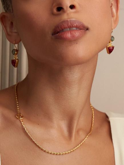 Ottoman Hands Hydra Drop Earrings, Gold - view 2, Gold