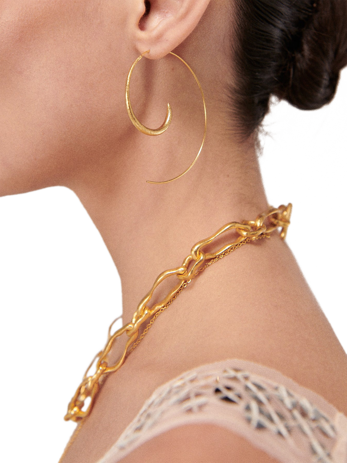 Product image 2 of 7, which shows Ottoman Hands Aegina Hoop Earrings, Gold