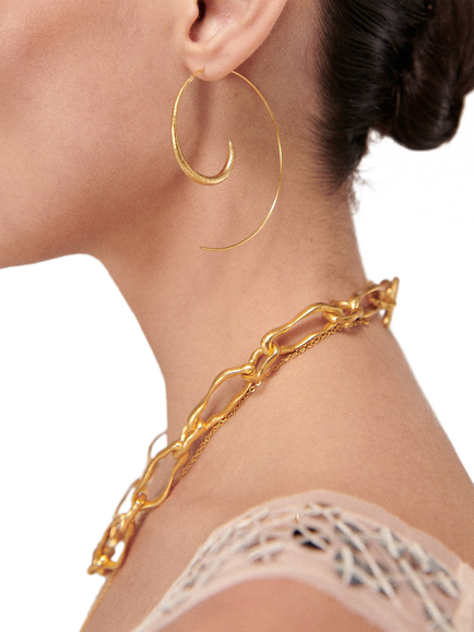 Ottoman Hands Aegina Hoop Earrings, Gold - view 2, Gold